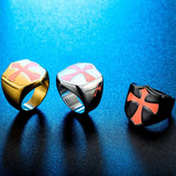 Crusader Shield Stainless Steel Cross Ring - BGCOPPER