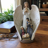 Guardian Angel Shelter Holy Family Nativity Scene Resin Statue - Christian gift presentation