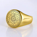 Vintage Titanium Seven Archangel Signet Ring - Amulet Against Evil Eyes, Curses, Spells - BGCOPPER
