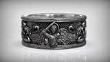 S925K Silver Archangel Michael Ring | Sacred Protection and Baroque Rococo Style Engravings - BGCOPPER