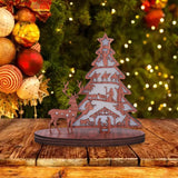 Illuminated Christmas Tree Nativity Scene Ornament with Reindeer - BGCOPPER