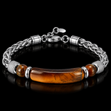 Faith Tiger Eye & Stainless Steel Men's Bracelet – Strength, Courage & Daily Reminder