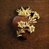 Holy Family Three Sacred Hearts Wooden Wall Decoration - BGCOPPER