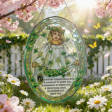 "Shamrock Angel" Stained Glass Suncatcher – A Blessing of Protection & Joy