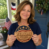 U.S. Founding 250th Anniversary Patriotic Wooden Welcome Door Sign: WELCOME · 1776–2026 · 250 YEARS OF FREEDOM