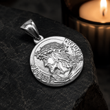 Jesus Thorn Crown Coin Necklace, 316L Titanium Steel Men Pendant