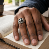 Vintage Cross Signet Ring, Religious Faith Men’s Ring