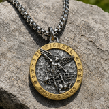 Two-Tone St. Michael Archangel Protection Medal Stainless Steel Necklace