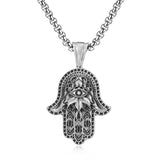 Pure Pewter Hand of Fatima Amulet Necklace - BGCOPPER