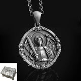 S925k Silver St. Michael Shield Angel Amulet Badge Necklace - BGCOPPER
