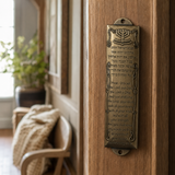 Vintage Doorpost Scripture Case with Deuteronomy 6:4–9 Scroll – Alloy Home Blessing Plaque