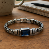 Vintage Sapphire Braided Copper Bracelet - side view