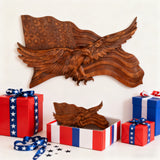 Eagle & Flag Wood Wall Plaque - Handcrafted American Heritage Tribute