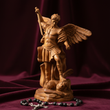 Boxwood Archangel Michael Carving: A Christmas Gift of Divine Protection