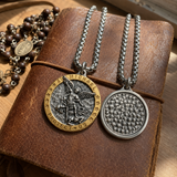 Two-Tone St. Michael Archangel Protection Medal Stainless Steel Necklace