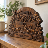 Hand-Carved Beechwood Noah’s Ark Wall Art – God Keeps His Promises (Genesis 9:13) | Christian Home Decor