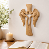Ascension of Jesus Angel Wing Cross – Hand-Carved Beechwood Wall Decor