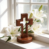 Hollow Wooden Cross Tabletop Decor | Christian Home Accent