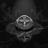 S925 Sliver Jesus Crucifixion St. Benedict Medal Ring