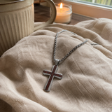 Christian Cross Necklace – Solid Rosewood & Titanium Steel Faith Pendant