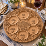 Jerusalem Passover Seder Plate – Hand-Carved Beechwood Judaica for Pesach