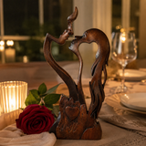 Hand-Carved Christian Love Sculpture – Wooden Couple Statue for Wedding & Anniversary Gift
