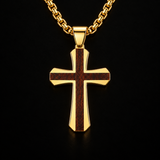 Christian Cross Necklace – Solid Rosewood & Titanium Steel Faith Pendant