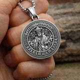 St. Benedict S925K Silver Double-Sided Engraved Amulet Pendant - BGCOPPER
