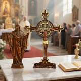 The Redemption of Christ and the Protective Oath of Saint Benedict Double-sided engraved cross - BGCOPPER