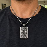 S925 Sterling Silver Jesus & Lion Cross Pendant Necklace – Christian Faith Jewelry for Men