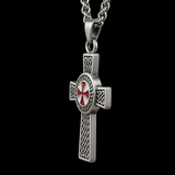 Knights Templar Celtic Knot Cross Necklace for Men, Red Enamel Templar Symbol Stainless Steel Pendant Product Parameters