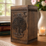 Handcrafted Beechwood Tree of Life Urn — A Testament to Eternal Life in Christ 🌿✞