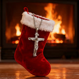 S925K Sandblasted Silver Jesus Crucifix Pendant