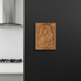 Sacred Heart of Jesus Hand-Carved Wood Magnet - 4 Premium Wood Tones for Home, Car & Office