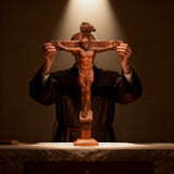 Sacred Art Crucifix: Devotionally Hand-Carved Solid Wood Cross, A Testament of Divine Love & Sacrifice