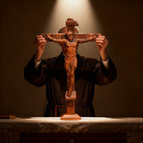 Sacred Art Crucifix: Devotionally Hand-Carved Solid Wood Cross, A Testament of Divine Love & Sacrifice
