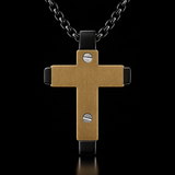 Hammered Two-Tone Stainless Steel Cross Necklace – Strength, Faith & Rugged Elegance