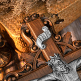 Silver painted version Ash wood Crucifix ,Jesus Christ, wooden Cross gift of love - BGCOPPER