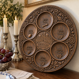 Jerusalem Passover Seder Plate – Hand-Carved Beechwood Judaica for Pesach