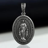 S925K Silver Miracle Medal English Version Inscription Necklace - BGCOPPER