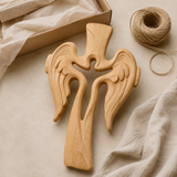 Ascension of Jesus Angel Wing Cross – Hand-Carved Beechwood Wall Decor