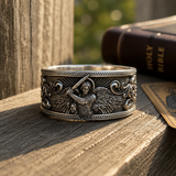 Archangel Michael S925 Sterling Silver Ring – Guardian of Faith & Courage - side view