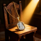 Handmade S925K Silver Madonna Holding Child Necklace