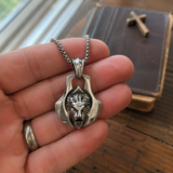 Men’s 3D Lion Head Shield Stainless Steel Vintage Necklace