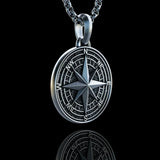 Handmade S925K Silver Compass Pendant Necklace - BGCOPPER