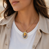 Floral Framed Jesus Pendant Necklace