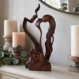 Hand-Carved Christian Love Sculpture – Wooden Couple Statue for Wedding & Anniversary Gift