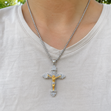 Titanium Steel Crucifix Necklace with Zircon