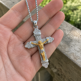Titanium Steel Crucifix Necklace with Zircon