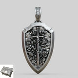 S925K Silver Necklace Sword and Shield Rose: Embedded Shield of Faith - BGCOPPER